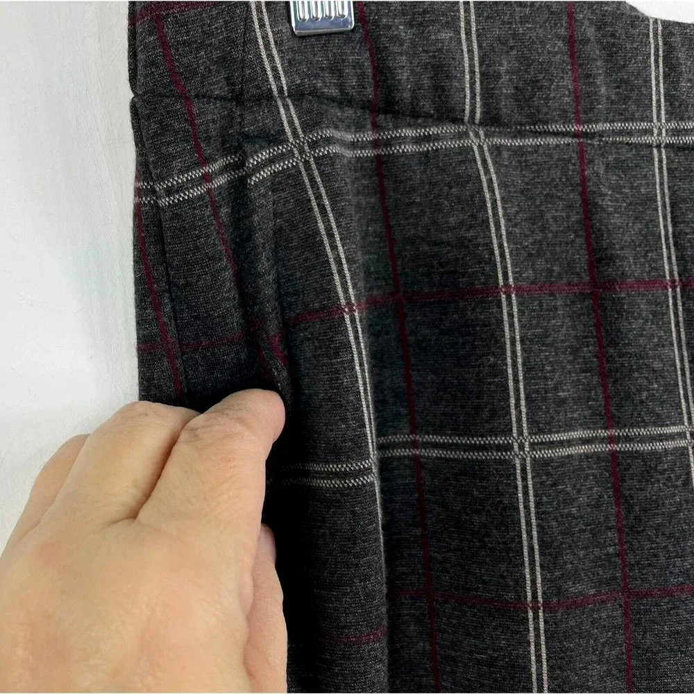 J Jill Pants Size Small Ponte Full Leg‎ Gray Plaid Elastic Waist Pockets
